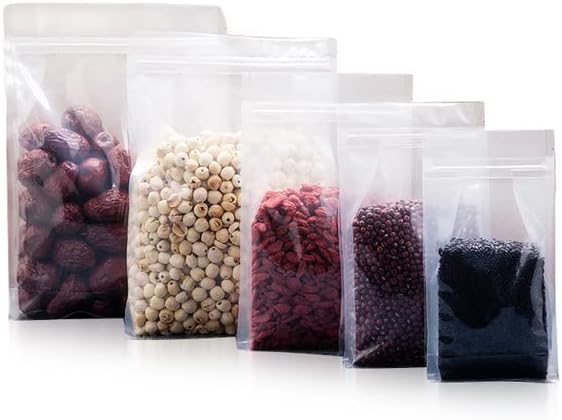 100 парчиња осум страни запечатени целосни проѕирни пластични кеси за пакување суво овошје закуска храна самозапечатувачка торба за органи
