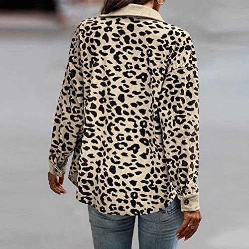 Фрагрн ров палто за жени модни жени есен и зимски леопард жито копче палто јакна обичен лабав руно џемпер палто