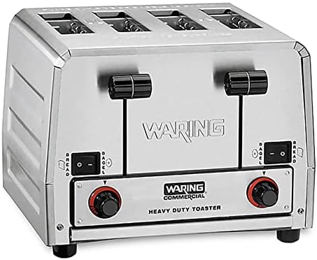 Waring Commercial WCT805B 4-парчиња комерцијален поп-ап-тостер, 208/240V, 2028/2700W, 6-20 фазен приклучок, сребро, 10,5 x 11,5 x