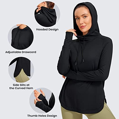 КРЗ Јога тренинг кошула со долг ракав за жени худи пуловер атлетска теретана со атмосфера со црна боја xx-мала