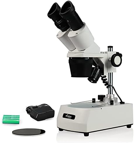 Визија Научни VMS0002-RC - 24 Бинокуларен Стерео Микроскоп, 10x Широк Окулар, 2x И 4X Цели, 20x И 40x Зголемување, Врвот И Дното