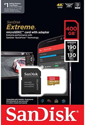 Sandisk Extreme 400gb UHS-I U3 microSDXC Мемориска Картичка Со SD Адаптер
