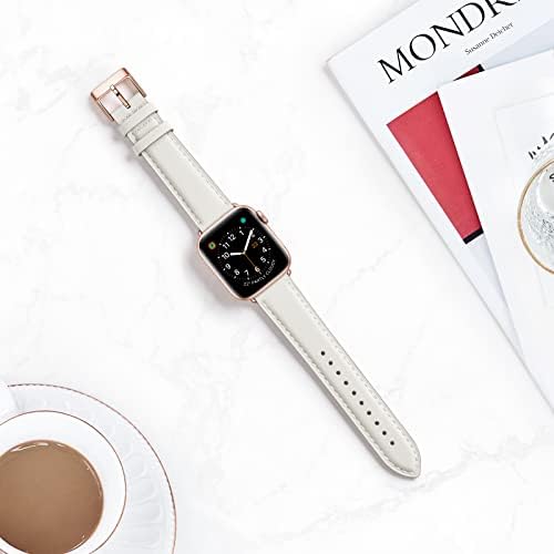 Омиу 2 Спакувајте Квадратни Ленти Компатибилни за Apple Watch 41mm 38mm 40mm, Бенд За Замена На Вистинска Кожа Компатибилен со Apple Watch