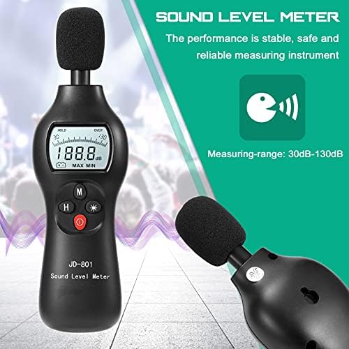 LDCHNH DIGITAL NETECTOR NOISE DETECTOR MINI лесна точност со висока точност на уредот за мониторинг на звукот на звукот на звукот со задно