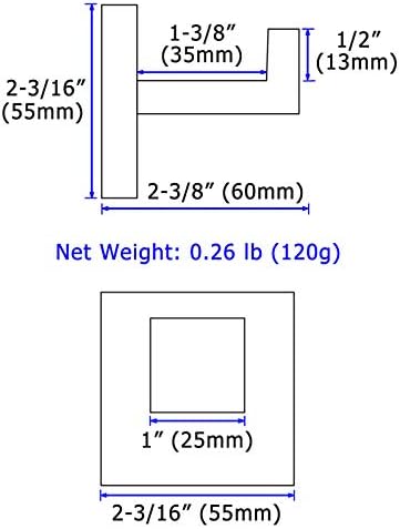 Агол Едноставна кука за пешкир за бања 2 компјутери, држач за пешкир од не'рѓосувачки челик од не'рѓосувачки челик, квадратна