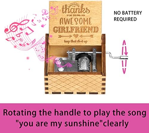 Подарок за музички кутии OzTemety, модерни кутии со слатко срце, дрвени музички кутии, ви благодарам романтични подароци за девојка,