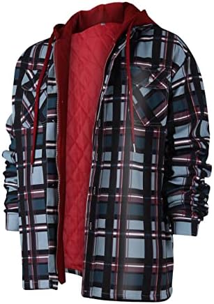 Зимски јакни PXloco за мажи, машка ватирана обложена со памучни јакни од аспиратор, руно, наредени фланели кошули Шерпа јакни