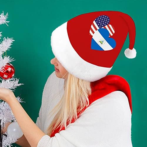 Никарагва Американско Срце Знаме Божиќна Капа Дедо Мраз Капи Украси За Новогодишна Елка Подароци За Одмор За Возрасни Жени Семејни