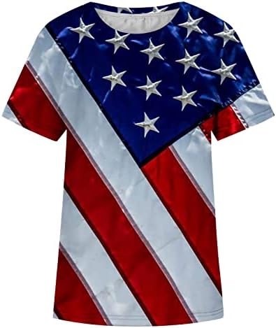 Кошули со американско Знаме За Жени На 4 јули Блузи Со Графички Маици Со Кратки Ракави Со Кратки Ракави Со Кратки Ракави Со