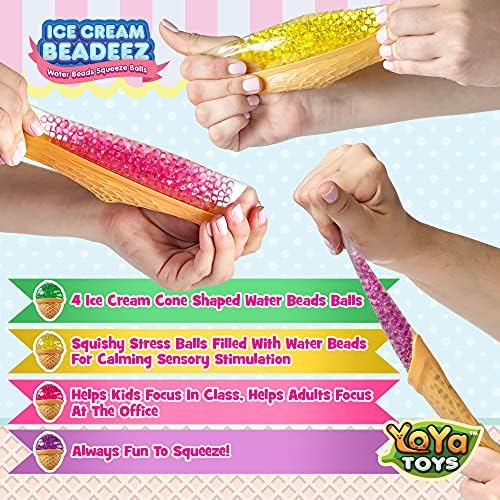 Yoya Toys Cream Cream Beadeez Swishy Stress Relief Relief | Стискајќи ги играчките со фитгет со монистра со вода за момчиња,