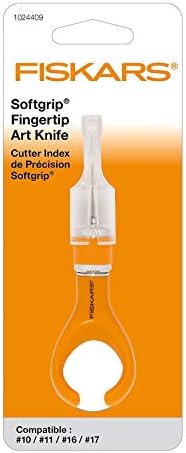 Нож/нож на прсти на прсти на Fiskars, нож/сечило со прсти, за десни и леви раце, вкупна должина: 10,7 см, квалитетен челик/пластика,