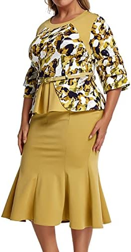 Фустан со миди Лизгање За Жени 2023 Мода За Жени Еднократна Должина На Половина Ракав Плус Големина Отпечаток На Подот Лабав Фустан