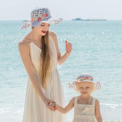 Летни флопи слама капи за жени девојки Сонце заштитен моден цвет преклопен одмор за одмор, сламки капи.