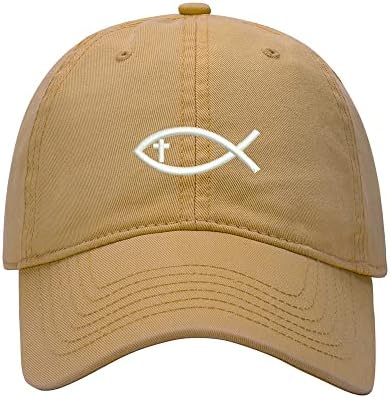 Бејзбол капа мажи христијански риби со вкрстено извезено измиен памук тато капа за бејзбол капачиња