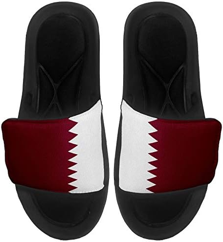 ExpressItbest Pushioned Slide -On сандали/слајдови за мажи, жени и млади - знаме на Катар - Катарско знаме