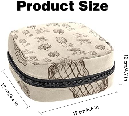 Рака нацртани разни печурки санитарна торба за складирање на салфетки, менструална подлога торба за гаќички, држач за женски организатор
