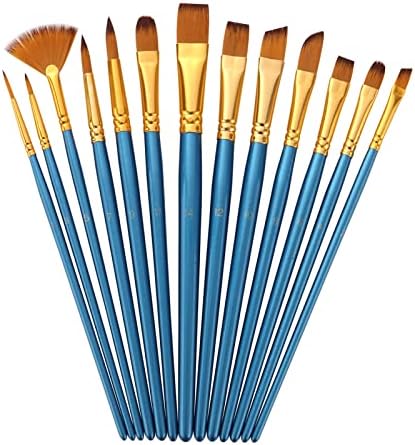 Xixian четки за бојадисување, 13 парчиња професионални четки за бојадисување постави најлонска коса дрвена рачка уметничка боја четки за деца за