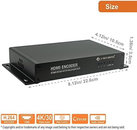 J-Tech Дигитални 4 Порти H. 264 HDMI Видео Енкодер За Пренос Во Живо Поддржува 4k 30Hz YouTube Во Живо Facebook Twitch [JTECH-ENCH44]