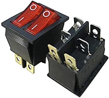 Nunomo 2PCS AC 250V/16A, 125V/20A Црвено и црвено копче со светло Вклучено/Исклучено DPDT 6 PIN 2 MINI BOAT ROCKER SWITCES