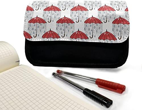 Зачудувачки случај за зимски молив, стрип чадори, силен дожд, торба со молив со ткаенини со двоен патент, 8,5 x 5,5, црвено сино