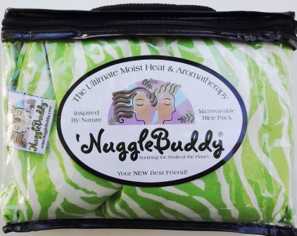 'Ngulgbuddy микробранова влажна топлина и ароматерапија Органски ориз пакет. Зелена и бела зебра печатена ткаенина со ароматерапија на еукалиптус.
