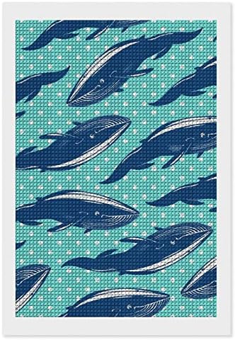 Сини китови бели точки декоративни комплети за сликање на дијаманти смешни 5D DIY целосна вежба дијамантски точки слики дома декор