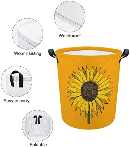 Сончогледот корпа за перење алишта за перење водоотпорна торба за складирање на корпи со рачка 16,5 x 16,5 x 17