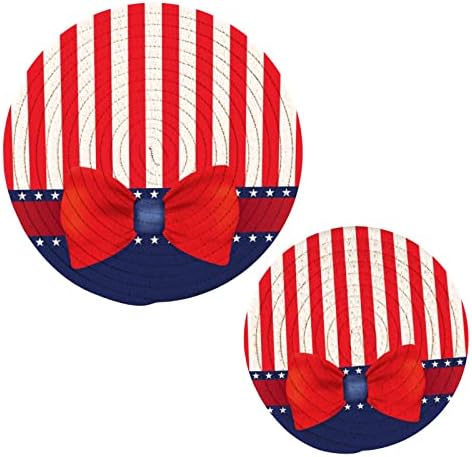 Денот на независноста лак ги врзува троветите за жешки садови држачи за тенџере сет од 2 парчиња топли влошки за кујнски памучни тркалезни цевки