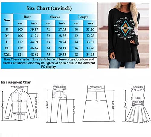 GTMZXW женски туники, женски долги ракави врвови дами врвови и блузи со долги ракави маички печатени блузи маици