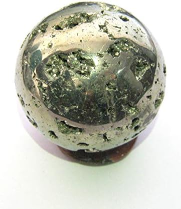 Crystalmiracle 168 грама златен пирит 42 mm сфера кристално лекување метафизички скапоцен камен Reiki feng shui домашна канцеларија подарок