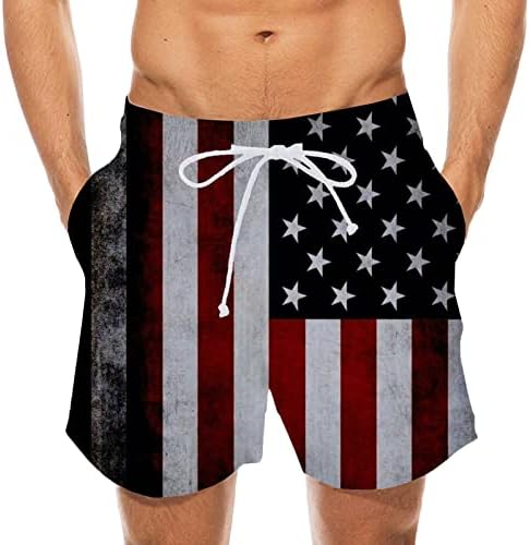 Денот на независноста на плажа шорцеви за мажите шарени знаме печати затегнати кратки панталони машки летни летни суви атлетски шорцеви