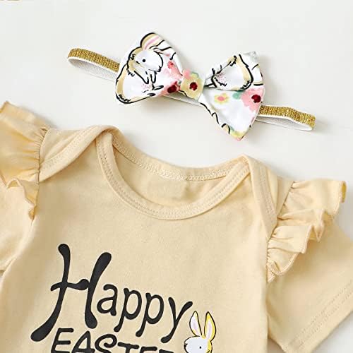 Сингкоко новороденче девојче Велигденска облека Облека бебе Велигден зајак облека Среќна велигденска зајаче каросерија