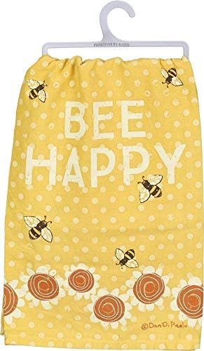 Примитивци Од Кети 38310 Шармантна Кујнска Крпа За Садови, Пчела Среќна-Жолта