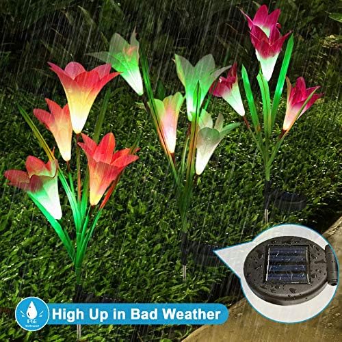 К.Е.Ј. Соларни светла надворешни соларни градинарски светла со 8 цветни мулти-бои автоматски менувачки LED соларни напојувани соларни