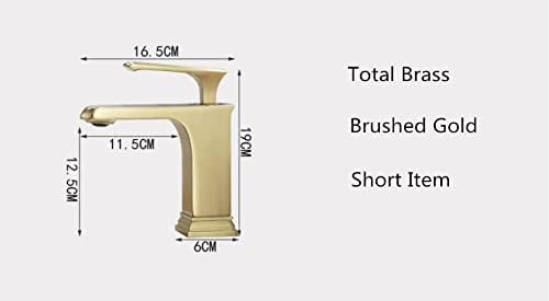 Басен тапа четкана златна месинг тапа за бања мијалник за мијалник со единечна рачка палуба монтирана тоалета топла и ладна тапа за мешање
