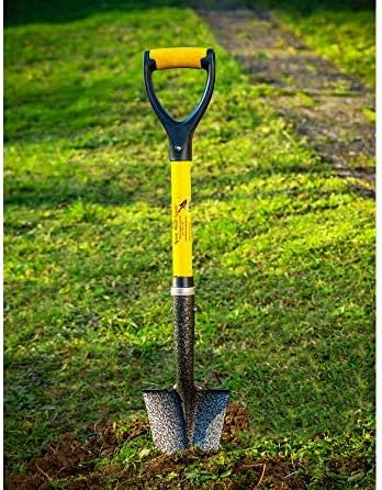 Копја на копја лопата мала лопата за градинарство со рачки со перниче со перниче, рачка со фиберглас со јаглероден манган челик сечило, наградувана