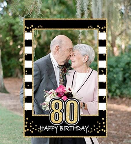 Лавоенско црно злато 80 -ти роденденска забава Фото штанд реквизити 80 -ти роденденски фото рамка 80 роденденска фото рамка