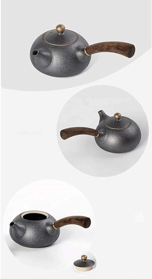 Office чајник чајник креативен каменувач страничен рачка сад Едноставен ретро дизајн црн грнчарски чај чај сет чајници