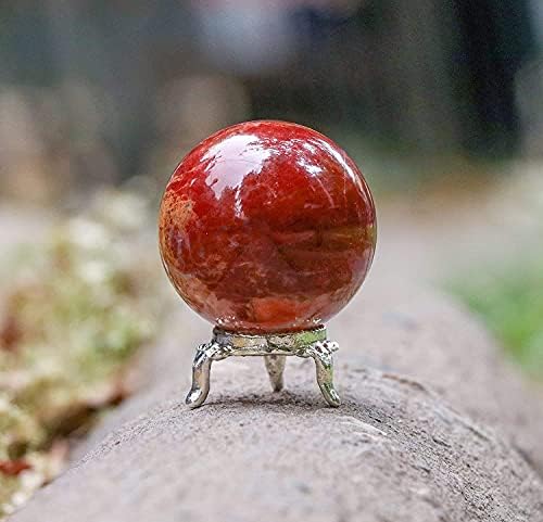 Заикус црвен џепер кристал сфера топка скапоцен камен топка со стојат природен скапоцен камен за заздравување кристали кристални