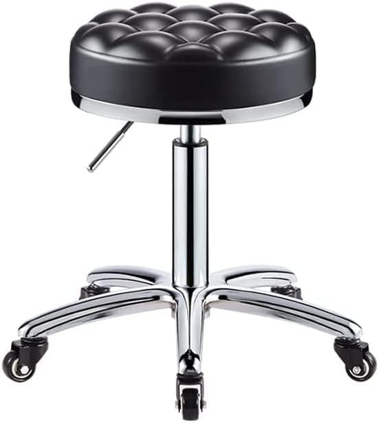 Декд тркалачки столици со тркала тркала за прилагодување на прилагодлива висина Компактен столче за вртење 360 ° столче за вртење со тркала со тркала