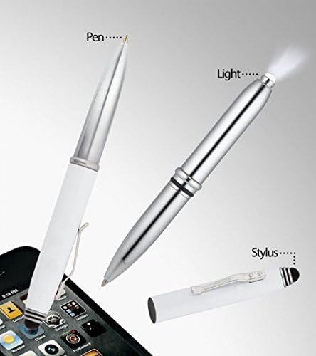 Пенка за три -функција на Wixgear - пенкало за стилови за екрани со допир со LED фенерче и пенкало