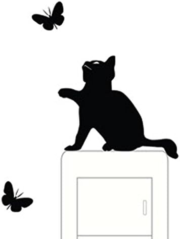Ceepfit Цртан Филм Прозорец Декор, Убава Ѕид Налепница Црна Мачка Совршен За Деца Постелнина Соба Прекинувач Декорација