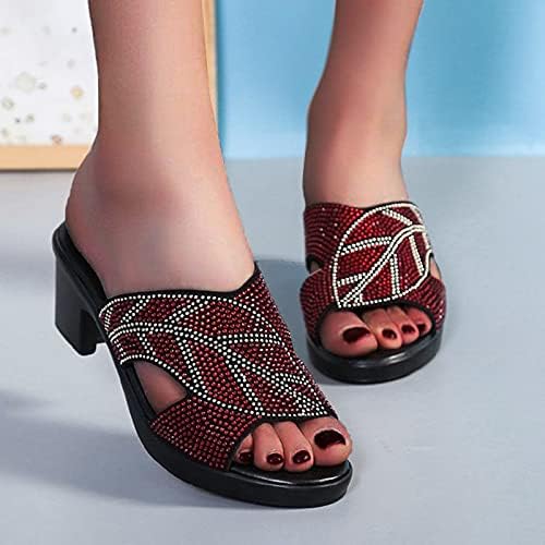 Женски куќи папучи потпетици Дијамантски женски модни буци случајни лежери за лизгање чевли сандали за жени платформата сандали