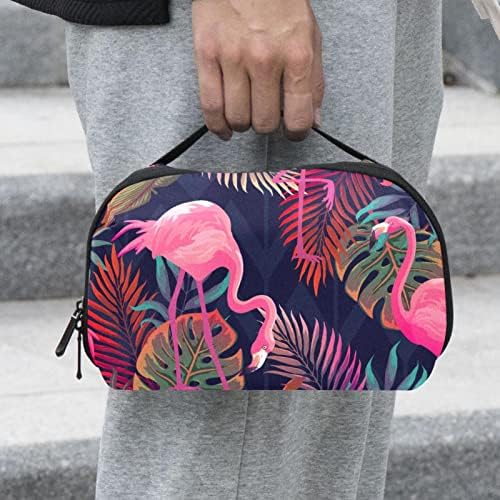 Тропски Лисја Шема Розова Фламинго Шминка Торба За Чанта Преносни Патување Организатор Торба За Тоалети Убавина Торба За Жени