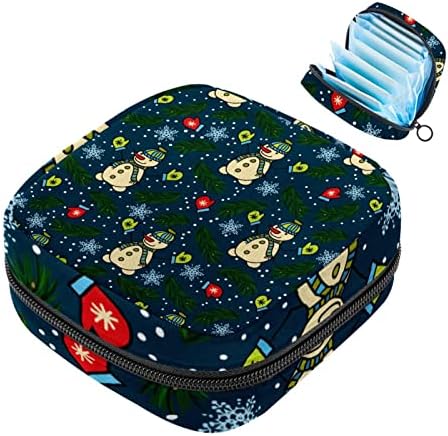 Божиќен Снешко Со Лисја Торба За Складирање Санитарни Салфетки Торба За Менструална Подлога Пренослива Торбичка За Менструална Чаша
