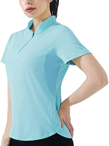 Кошули за тренингот Хиверлеј за жени кои трчаат пешачење Брзо суви кошули за голф UPF 50+ SPF лесен пуловер со џеб
