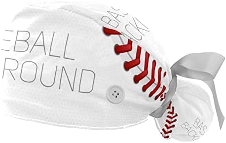 2 парчиња прилагодливо работно капаче со копчиња и вратоврска за ленти за жени долга коса, позадина на бејзбол ленти