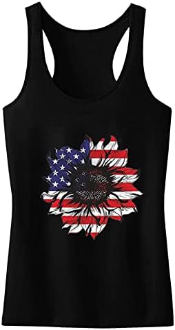 4-ти јули кошули резервоар за врвови за жени во САД знамето летни необични кошули без ракави ленти со вратоврски патриотски резервоар за