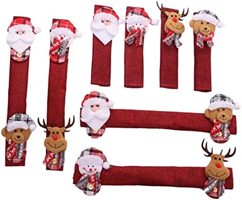 Солуст 8PCS Фрижидер рачка Осум парчиња кујнски украси врата рачка на врата ткаенина Микро-бранска рерна Дедо Мраз украси за