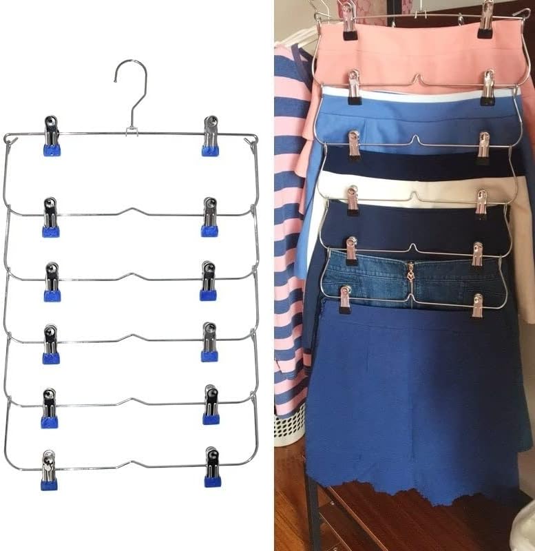 Yjjdxdp 1pc повеќеслојни облеки за закачалки со 12 клипови за складирање облека за складирање на решетки за сушење гардероба за преклопување